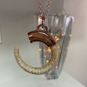 REBECCA MINKOFF Rose Gold Plate & Pave Crystal Large Horn Long Necklace
